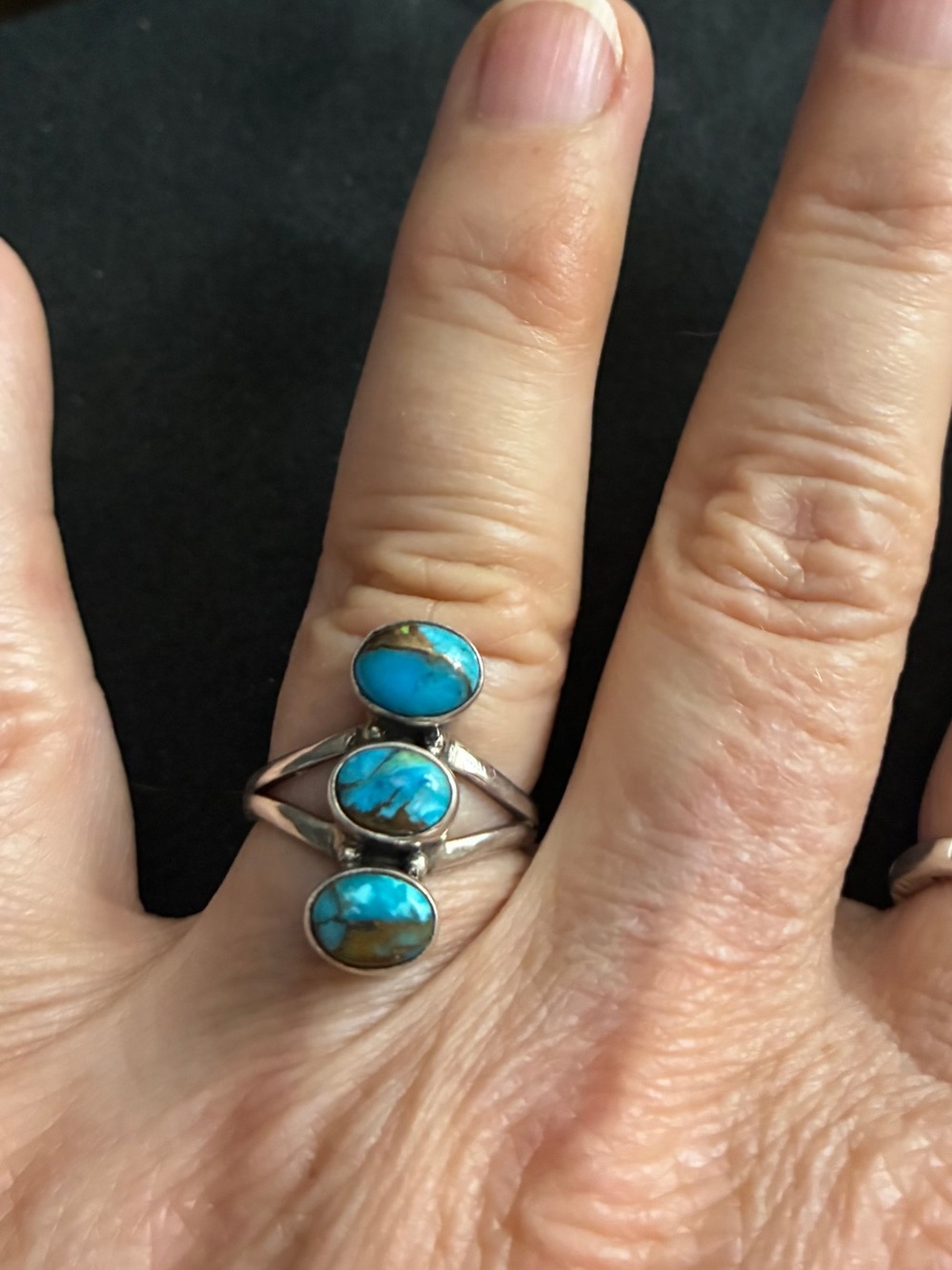 Copper Turquoise stones set in sterling silver 925 brand new ring